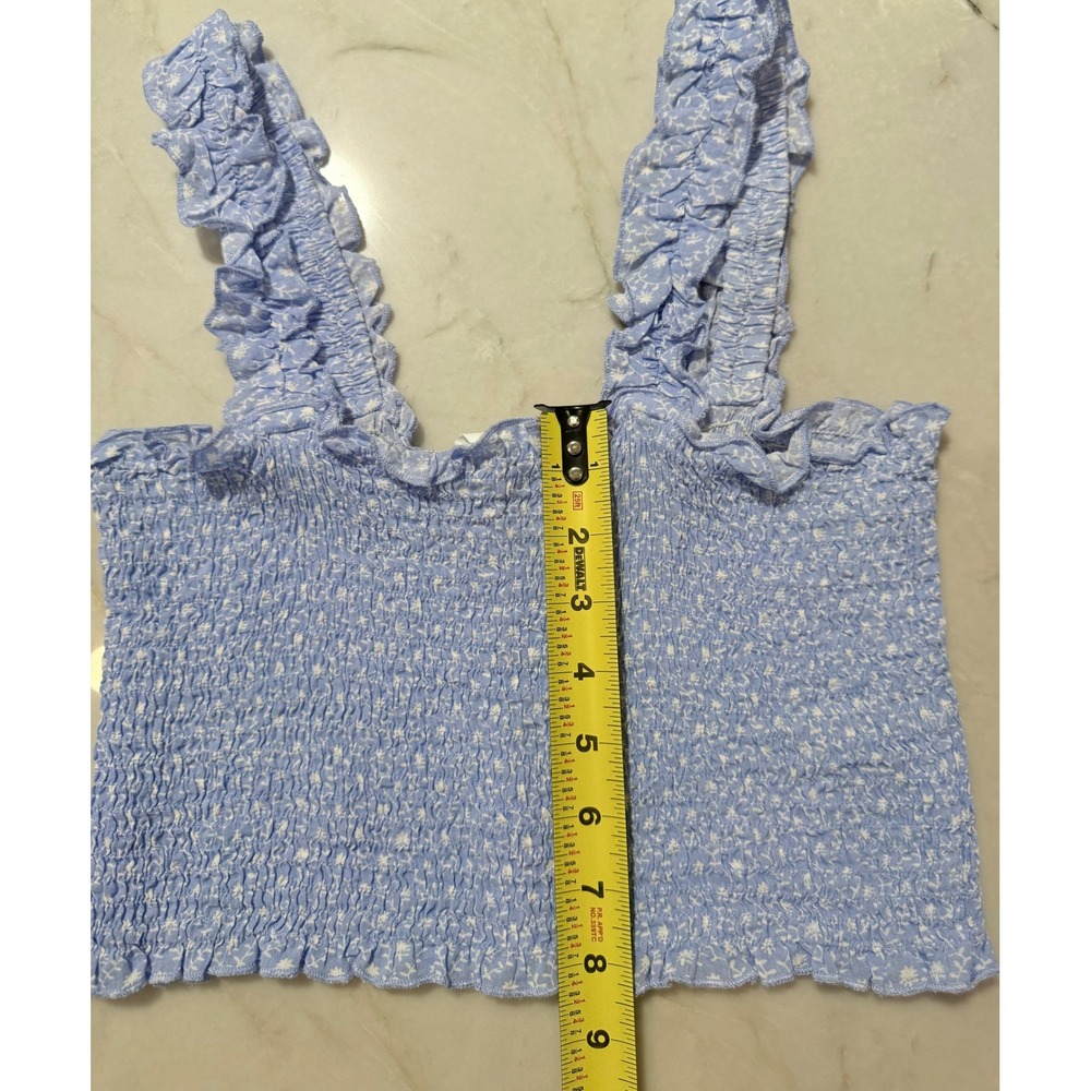 Anthropologie Mable Blue Floral Smocked Crop Top Jogger Pajama Set Womens Size S - Picture 12 of 14
